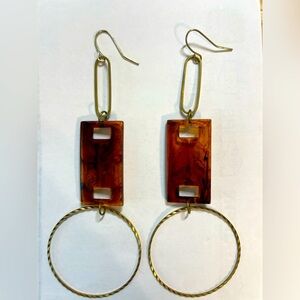 Gold and Brown Dangle Earrings